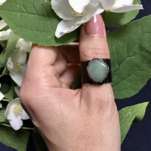 miedziany pierścionek z awenturynem r. 18