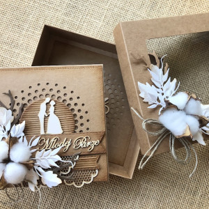 158,,komplet ślubny z kwiatem bawełny.