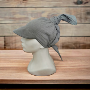 Chustka z daszkiem muślinowa apaszka na lato chusta dla dziecka niemowlęca muślin szara