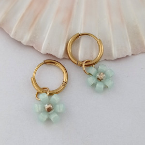 Kolczyki kwiatuszki ze stali chirurgicznej i koralików Toho