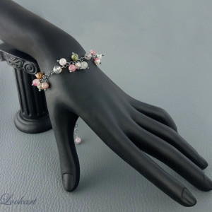 Bransoletka kolorowe turmaliny szary agat