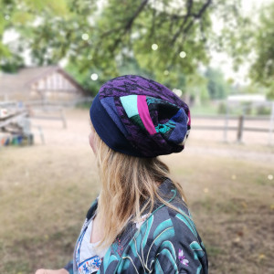 Czapka smerfetka patchworkowa