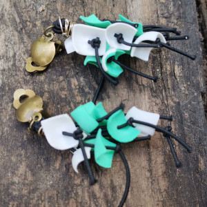 Klipsy etno boho wiszące kwiaty