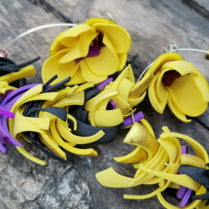 Klipsy etno boho wiszące kwiaty