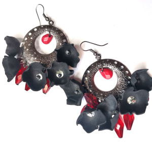 Kolczyki długie ażurowe kwiaty