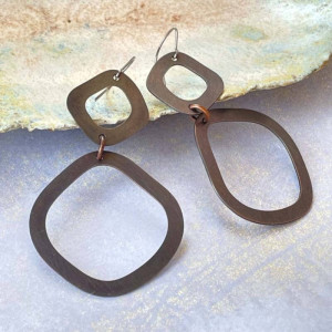 Miedziane kolczyki w industrialnym stylu c1131