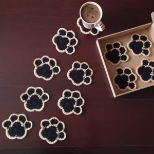 Podkładka pod kubek łapa psa kota czarna