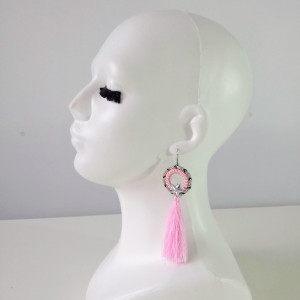 KOLCZYKI ROUND STAR Z GWIAZDKĄ I CHWOSTEM W KOLORZE JASNEGO RÓŻU