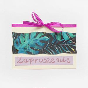 monstera zaproszenie puste, boho zaproszenia na imprezę, liście zaproszenie, proste zaproszenia, ładne zaproszenia, zaproszenia z monsterą