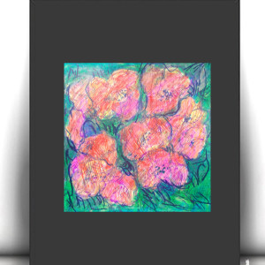 łąka obrazek A4, kwiatki obrazek 21x30, mały rysunek z kwiatkami, boho dekoracja do domu