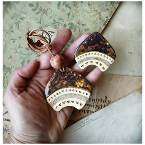 Etno komplet - pierścionek + wisior