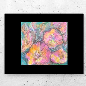 mały obrazek do domu, kwiaty rysunek A4, kolorowy obrazek z kwiatkami, łąka rysunek, boho dekoracja do domu, kolorowa grafika do przedpokoju