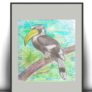 retro plakat A4, ptaszek obrazek A4, vintage plakat do domu, zwierzęta obrazek 21x30, plakat z ptaszkiem, retro obrazek A4, zoo plakat na ścianę, ptaki plakat vintage