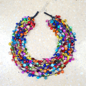 6067 kolorowy, tęczowy, lekki naszyjnik