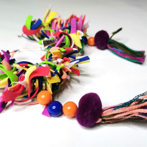 Klipsy koła kolorowe boho fredzle