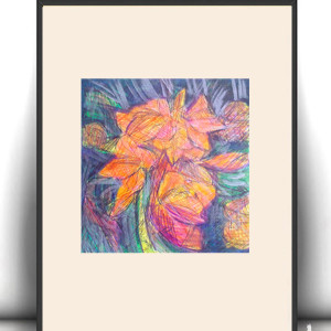 kwiaty rysunek A4, kwiatki obrazek 21x30, rośliny obrazek do domu, mała grafika na ścianę, dekoracja do sypialni, ogród obrazek A4