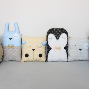 Ochraniacz modułowy do łóżeczka dziecięcego beż-błękit-szary