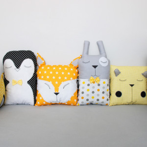 Ochraniacz modułowy do łóżeczka dziecięcego żółto-szary