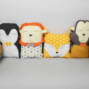 Ochraniacz modułowy do łóżeczka dziecięcego musztarda-szary