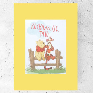 Kubuś Puchatek plakat A4, plakat z Kubusiem Puchatkiem, plakat do pokoju chłopca, plakat do pokoju dziewczynki, bajkowe plakaty dla dzieci, obrazek z Kubusiem Puchatkiem, prezent dla taty