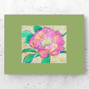 retro plakat A4, kwiat plakat 21x30, plakat z kwiatkiem, mały plakat domu, kolorowy obrazek z kwiatkiem, mały plakat do przedpokoju, botaniczny obrazek 21x30