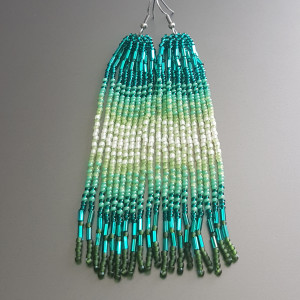 Kolczyki Frędzle Długie Zielone