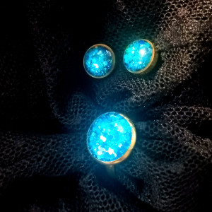 Niebieski komplet kolczyki i pierścionek