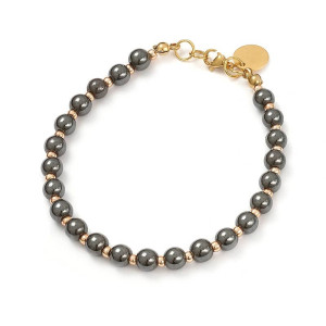 Hematytowa bransoletka ze złotym wykończeniem c937