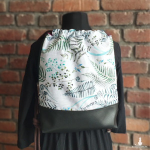 WorKo-plecak damski, worek młodzieżowy, plecak damski, wzór paprocie