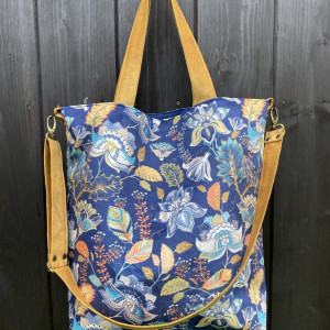 Torba hobo XXL - print jesienne kwiaty
