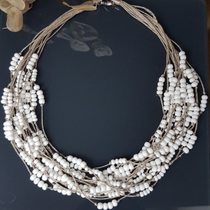 Naszyjnik Śniegulki Białe na Sznurku