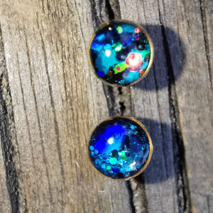 Zielononiebieskie kolczyki sztyfty miniaturki kolczyki dla dzieci