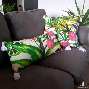 Zestaw dwóch poduszek z chwostami 100% lnu