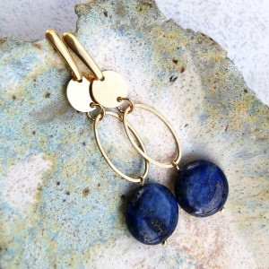 Pozłacane kolczyki z lapis lazuli c1040