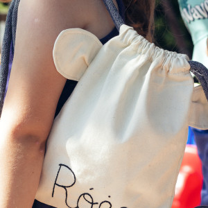 Bawełniany mini plecak miś z imieniem Róża