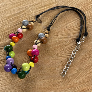 Naszyjnik kolorowe drewniane koraliki