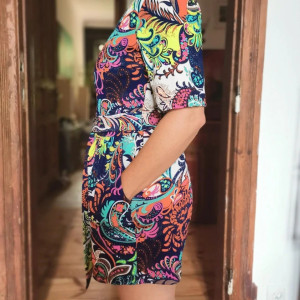 kolorowy kombinezon retro krótki M Kombinezon boho