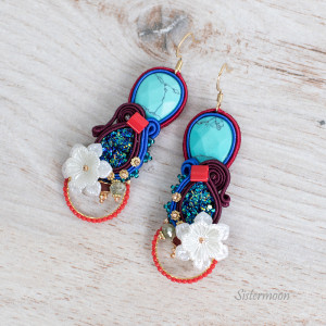 Kolczyki sutasz z kwiatkami Garden