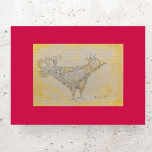 mały szkic z ptaszkiem, ptaszek rysunek A4, boho grafika na ścianę, minimalizm rysunek 21x30, obrazek w ciepłych kolorach, obrazek do salonu, rysunek do przedpokoju, szkic do gabinetu