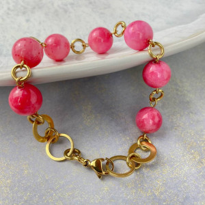 Bransoletka z różowego marmuru c1068