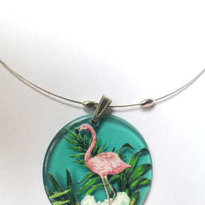 Naszyjnik obroża z flamingien