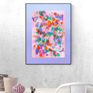 kolorowa  abstrakcja do loftu, nowoczesna dekoracja na ścianę, abstrakcyjna grafika A3, kolorowy rysunek 30x40, nowoczesny obraz malowany ręcznie, bogo rysunek do domu