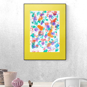 kolorowa grafika 30x40, abstrakcyjny obrazek na ścianę, nowoczesny obraz A3, abstrakcyjny rysunek do domu, malowany ręcznie obrazek, dekorcja  do loftu, boho grafika na ścianę