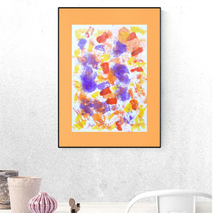 kolorowa grafika na ścianę, abstrakcyjny obrazek  30x40, energetyczny rysunek A3, malowana ręcznie abstrakcja, oryginalna grafika do loftu