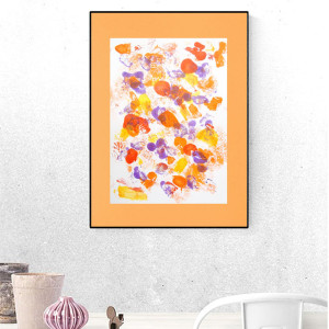 kolorowa abstrakcja 30x40, nowoczesny rysunek A3, grafika w ciepłych kolorach, malowany ręcznie rysunek A3, dekoracja do loftu, abstrakcja do biura