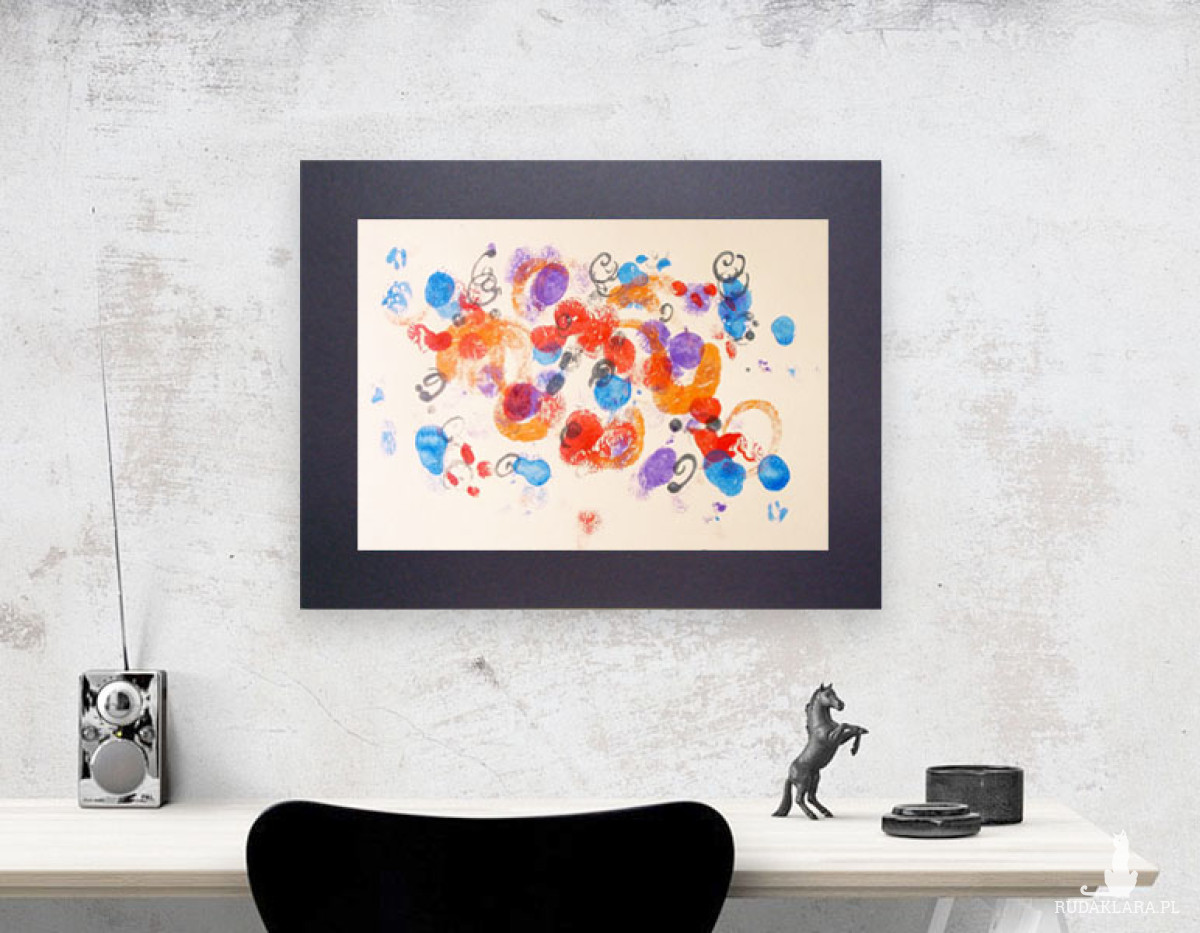 nowoczesna grafika na ścianę, abstrakcja malowana ręcznie, minimalistyczna dekoracja do domu, abstrakcyjny obrazek A3, abstrakcja rysunek 30x40