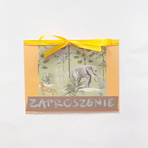 zaproszenie ze słoniem, słoń  zaproszenie na różne okazje, ogólne zaproszenie bez tekstu, ładne zaproszenia boho, zwierzęta zaproszenia, fajne zaproszenia