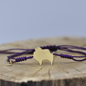 Szpic miniaturowy / Pomeranian - bransoletka z psem, srebro 925 pozłacane