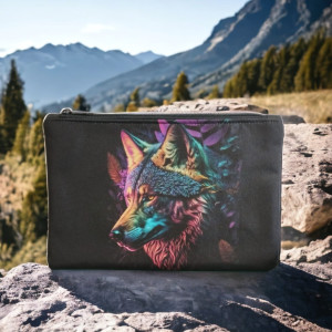 Saszetka, kosmetyczka z wodoodpornej tkaniny kolekcja Matka Natura BAŚNIOWY WILK
