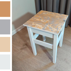 Własnoręcznie malowany handmade taboret / stołek w pastelowych kolorach, art deco